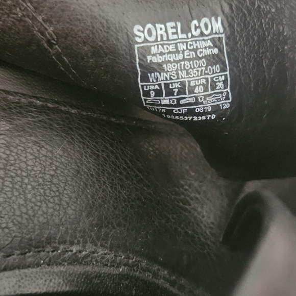 Sorel Nadia Slip On Peep Toe Mule Black Leather Block Heel Sandals Wmn's Size 9 - Picture 4 of 7